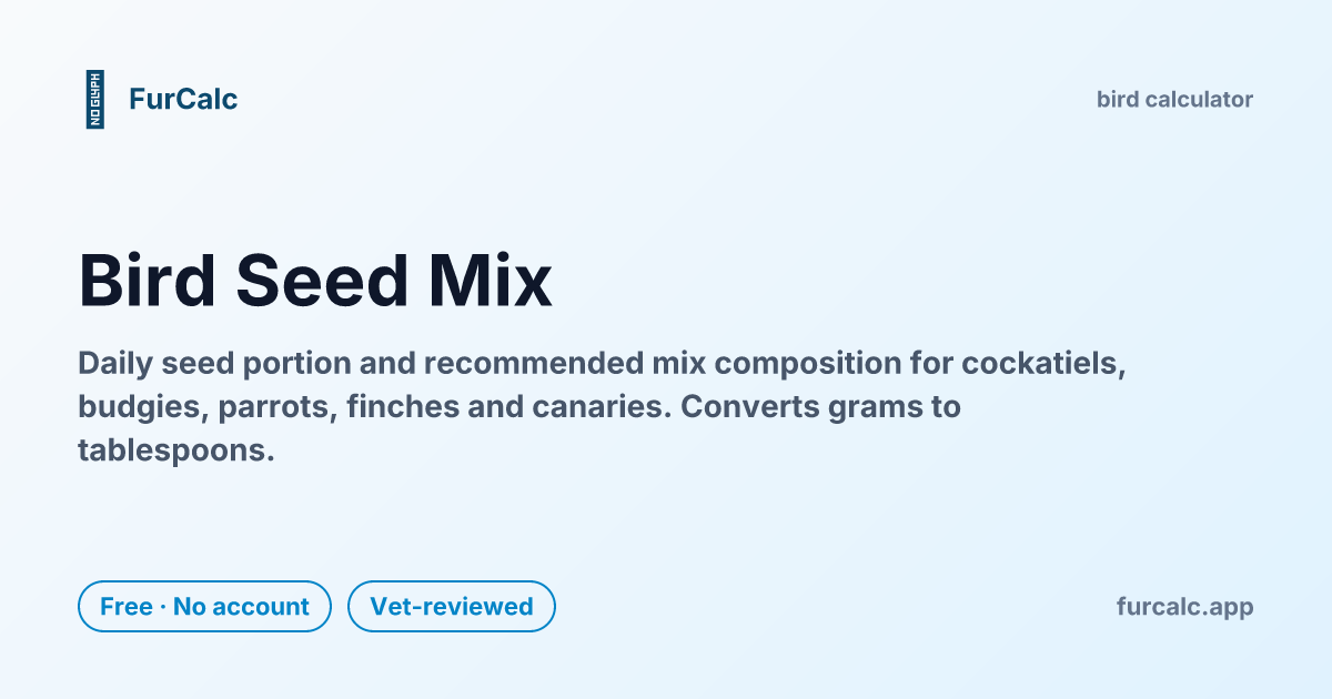 Bird Seed Mix Calculator — Daily Portion & Composition by Species | FurCalc