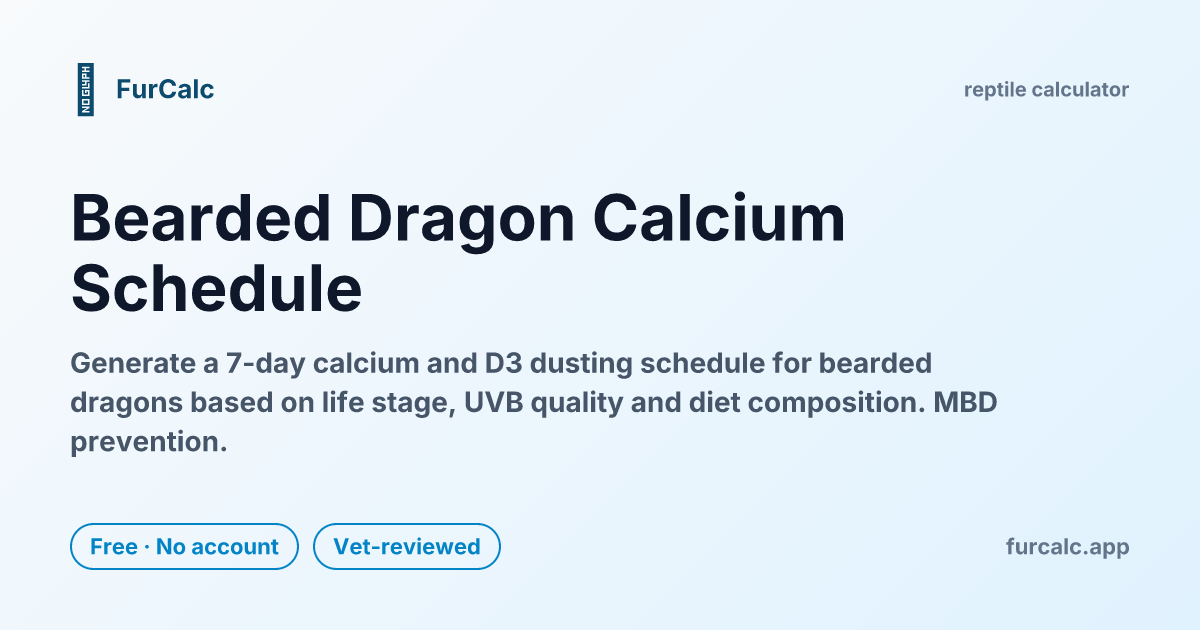 Bearded Dragon Calcium & D3 Schedule — 7-Day Dusting Plan | FurCalc