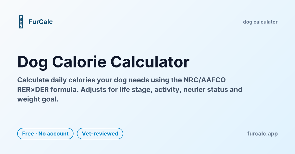 Dog Calorie Calculator — Daily Calorie (RER/DER) Needs | FurCalc