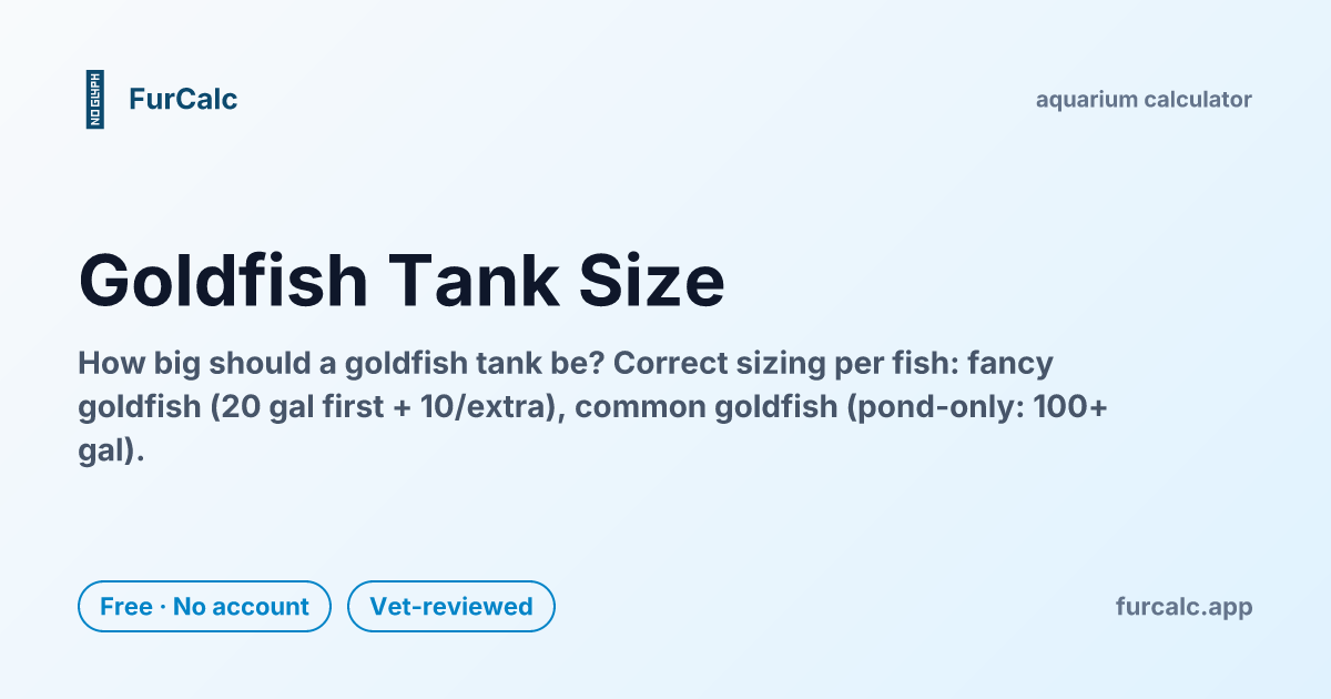 Image result for Goldfish Tank Size Calculator — Fancy, Common & Pond | FurCalc