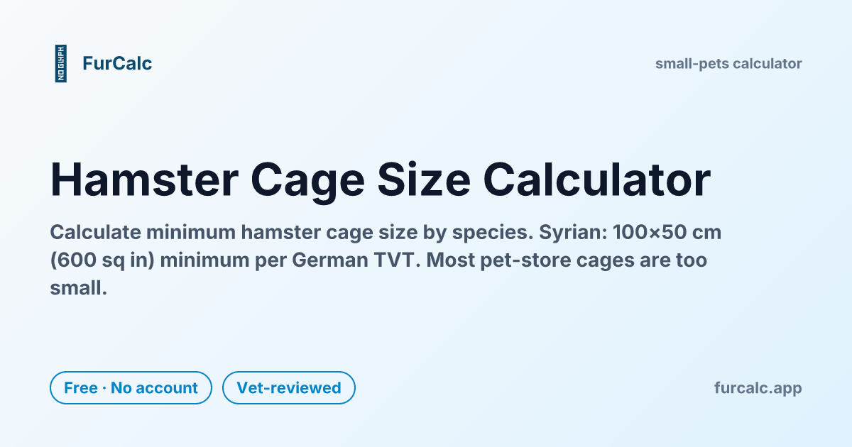 Image result for Hamster Cage Size Calculator — RSPCA & German TVT Standards | FurCalc